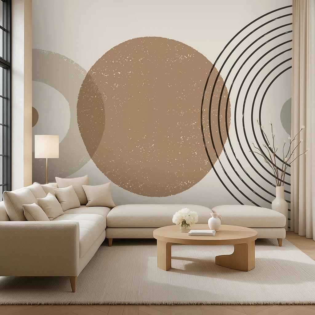 Beige Abstract Non Woven Wild Berry Blossom Flare Wallpaper ( inches width) : WP-26420-C