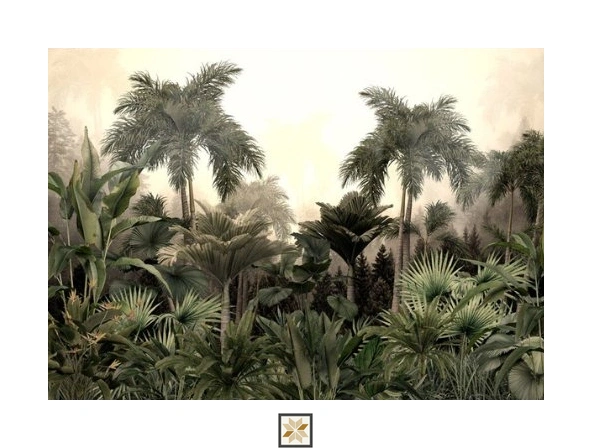 Green Tropical Canvas Nature Art Wallpaper ( inches width) : WP-26691-B
