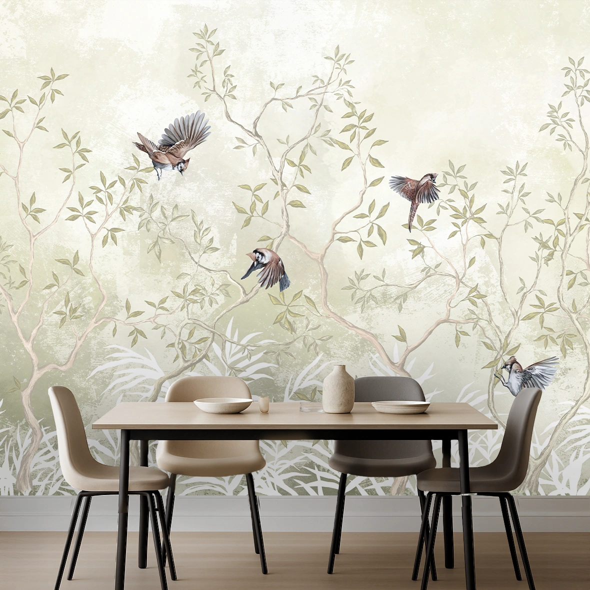 Grey Tropical Non Woven Rose Cluster Wallpaper ( inches width) : WP-26432-C