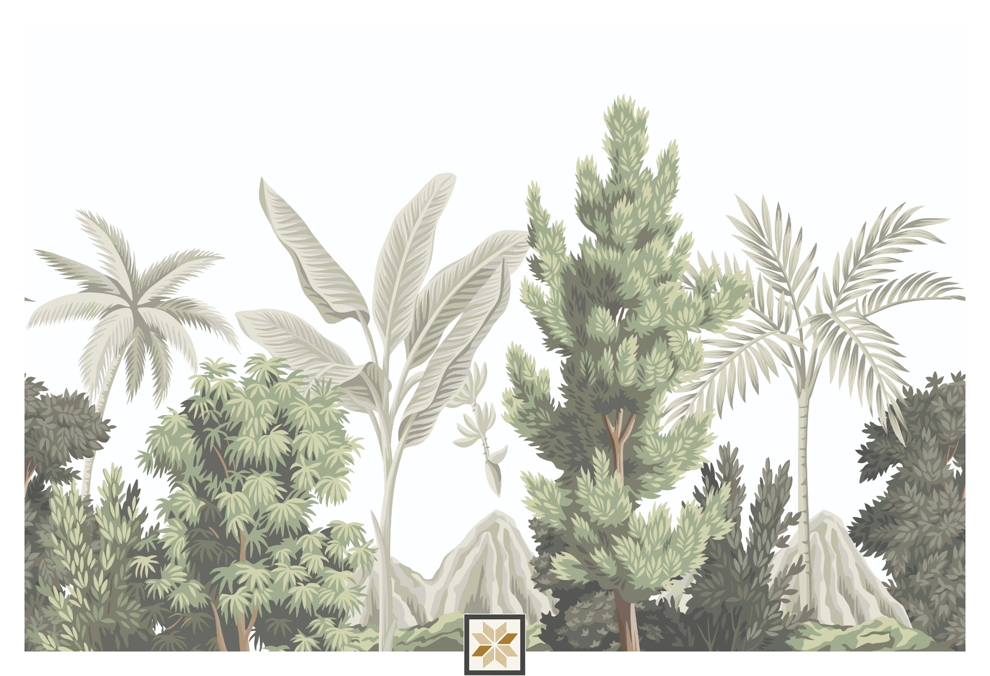 White Tropical Canvas Nature Art Wallpaper ( inches width) : WP-26814-B