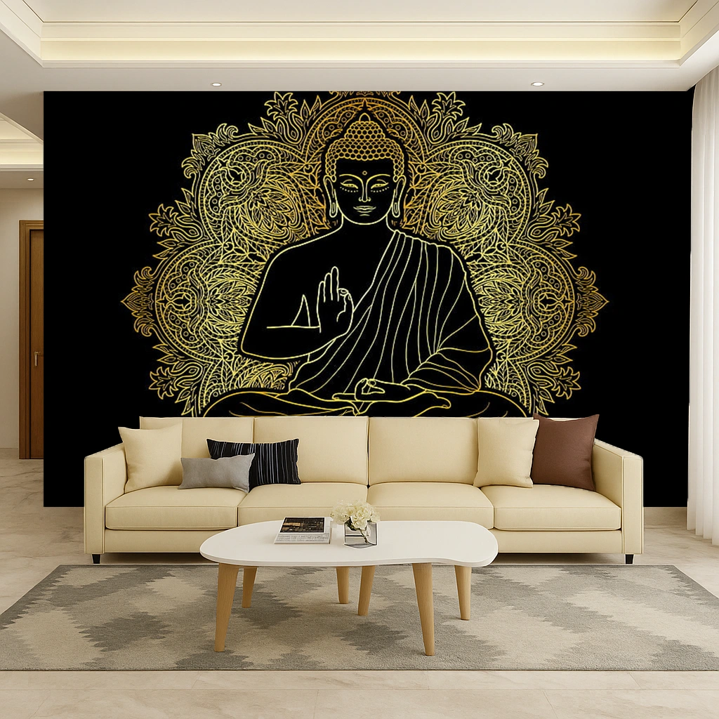 Canvas Buddha At Meditation Wallpaper ( inches width) : WP-26463-B