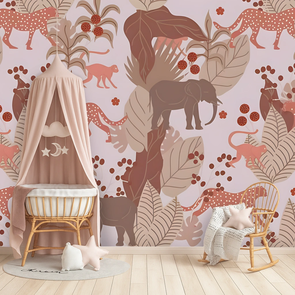 Red Wildlife Non Woven Nature Fusion Wallpaper ( inches width) : WP-26542-C