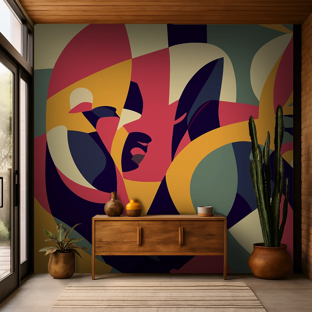 Multi Colour Abstract Canvas Playful Petal Rainbow Splash Wallpaper ( inches width) : WP-26578-B