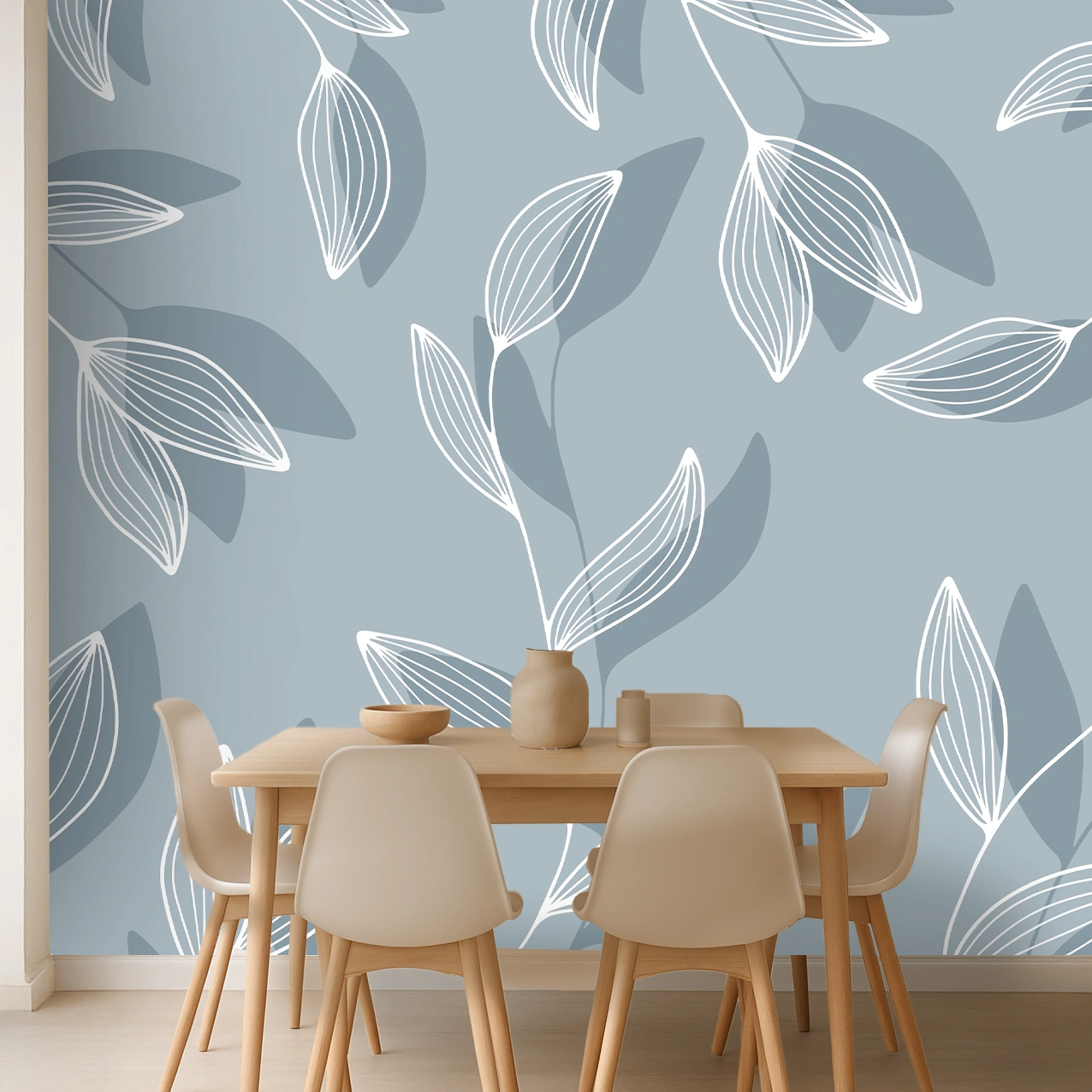 Blue Tropical Non Woven Spring Garden View Wallpaper ( inches width) : WP-26516-C