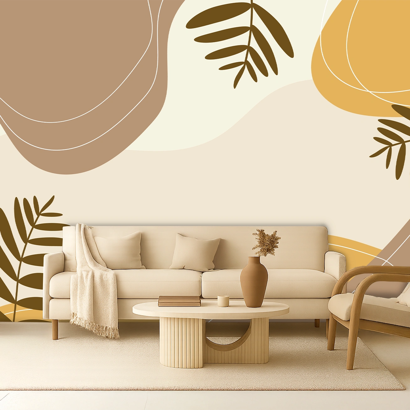 Beige Tropical Non Woven Romantic Peach Rose Splash Wallpaper ( inches width) : WP-26579-C