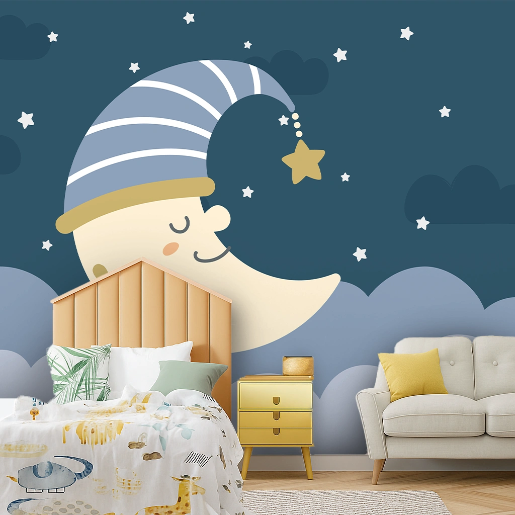 Blue Galaxy Canvas Animals At Night With Stars Wallpaper ( inches width) : WP-26584-B