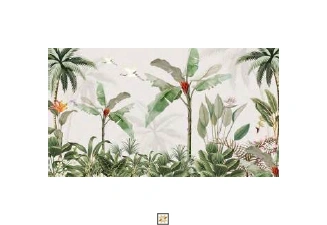 Green Tropical Non Woven Nature Art Wallpaper ( inches width) : WP-26728-C
