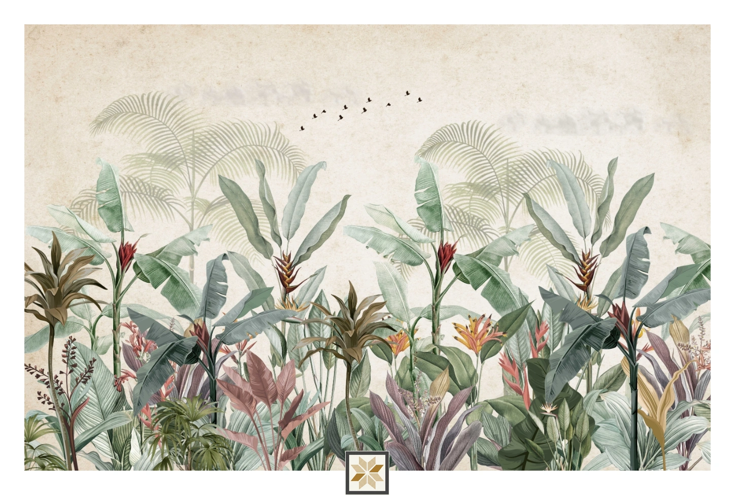 Beige Tropical Canvas Nature Art Wallpaper ( inches width) : WP-26734-B