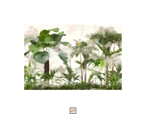 Green Tropical Canvas Nature Art Wallpaper ( inches width) : WP-26317-B