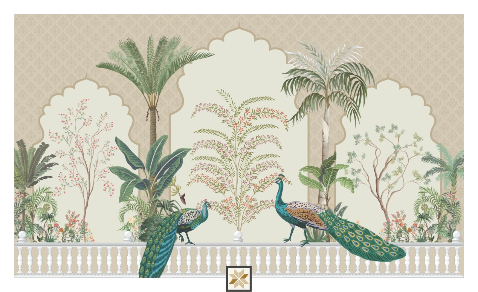 Beige Chinoiserie Non Woven Artistic Charm Wallpaper ( inches width) : WP-26658-C