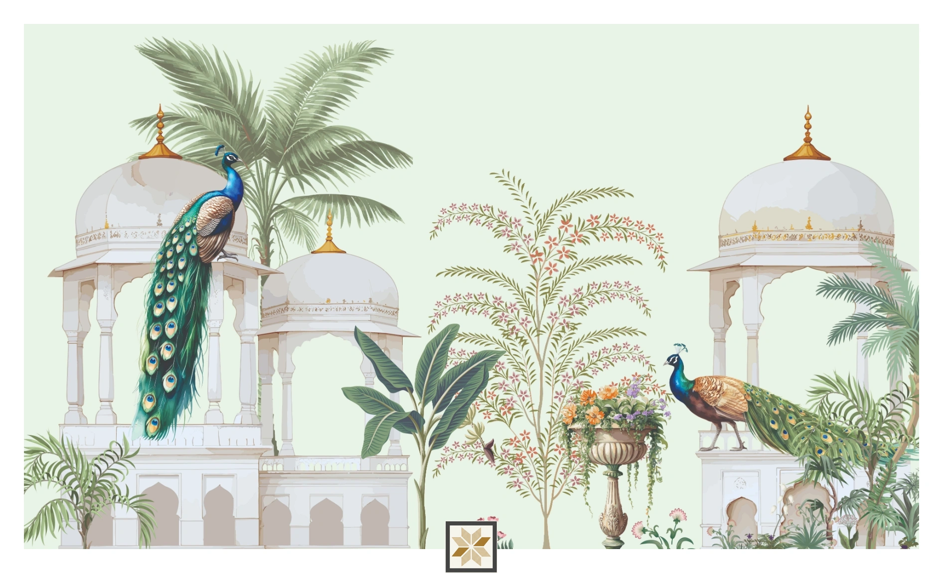 White Chinoiserie Canvas Artistic Charm Wallpaper ( inches width) : WP-26815-B