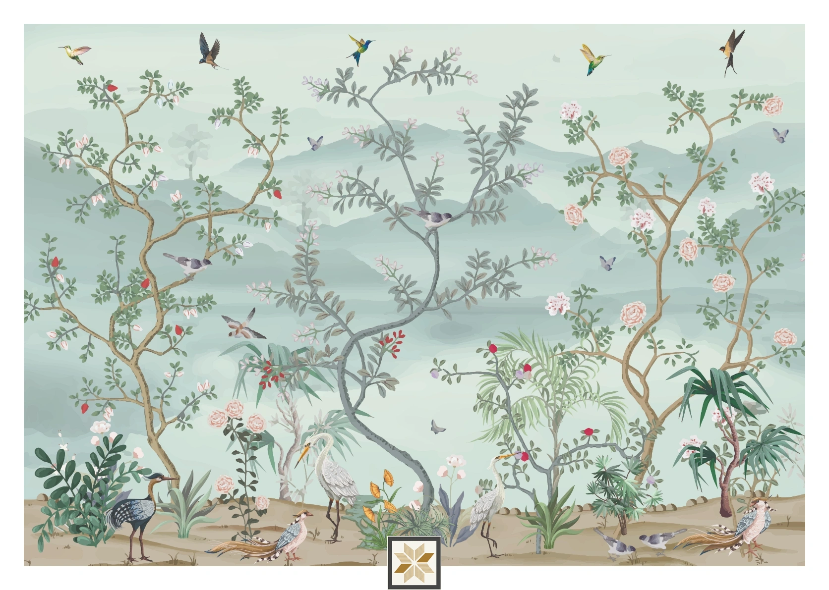 Blue Chinoiserie Canvas Artistic Charm Wallpaper ( inches width) : WP-26652-B