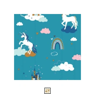 Blue Wildlife Non Woven Kids Dream Wallpaper (533.4 inches width) : WP-26676