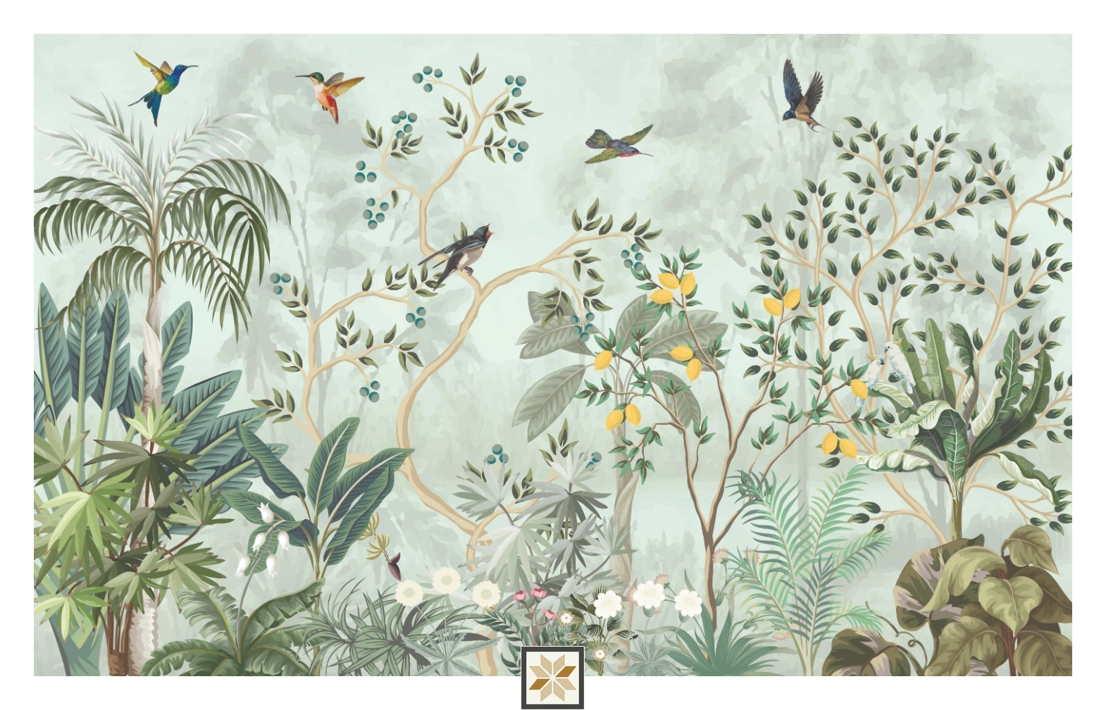 Grey Tropical Canvas Nature Art Wallpaper ( inches width) : WP-26862-B