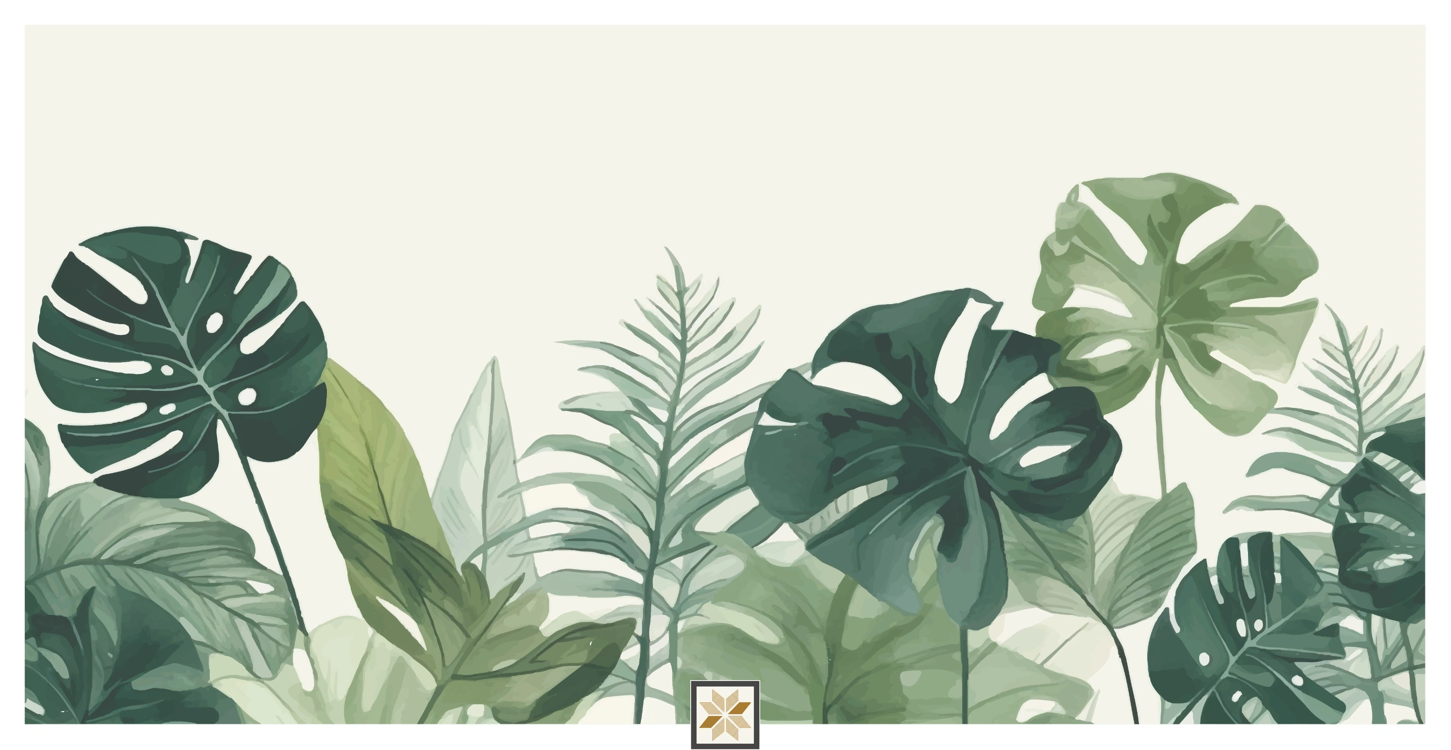 Green Tropical Canvas Nature Art Wallpaper ( inches width) : WP-26737-B