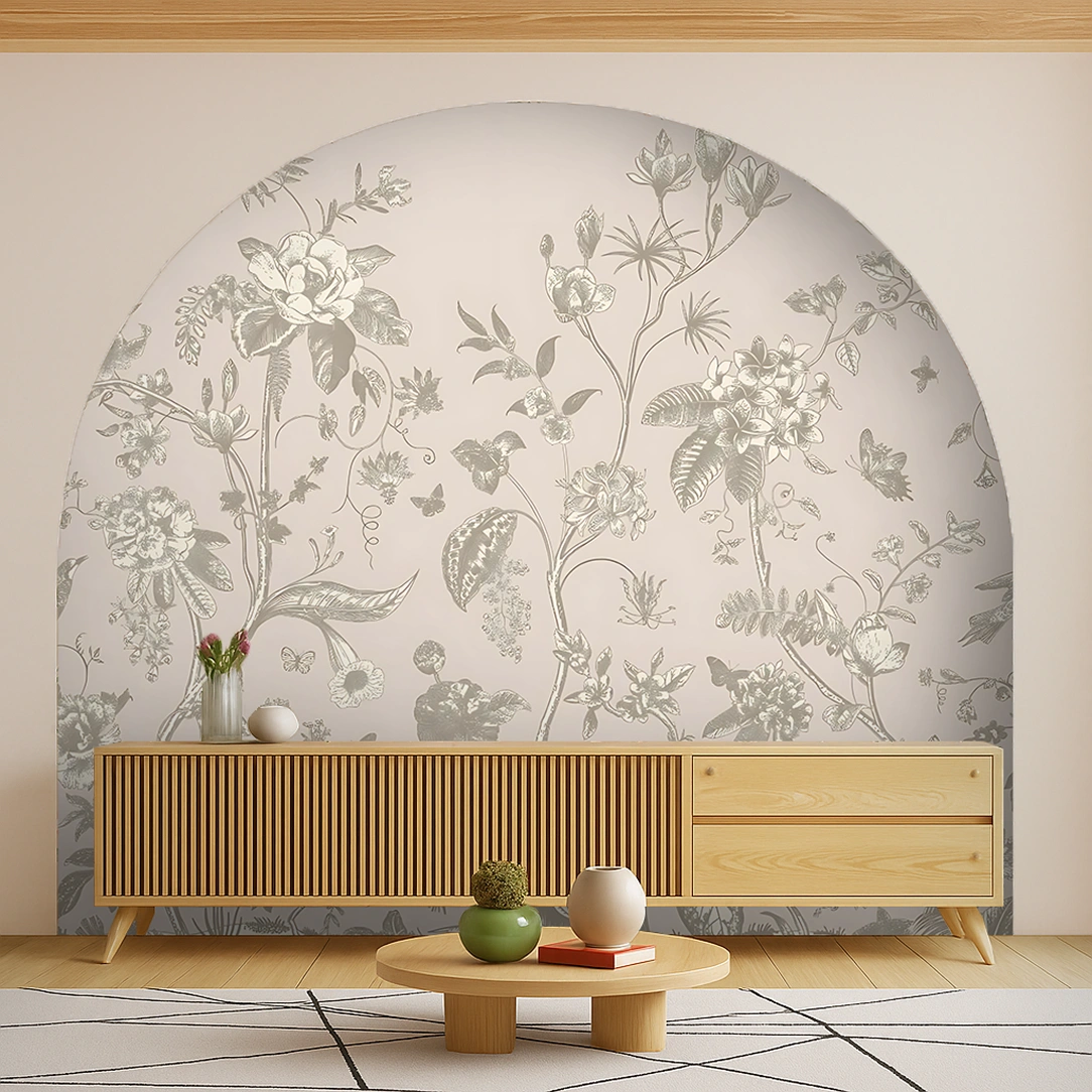 Beige Flower Non Woven Nature Art Wallpaper ( inches width) : WP-26738-C