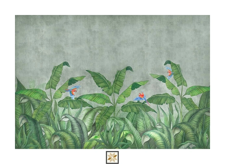 Green Tropical Non Woven Nature Art Wallpaper ( inches width) : WP-26747-C