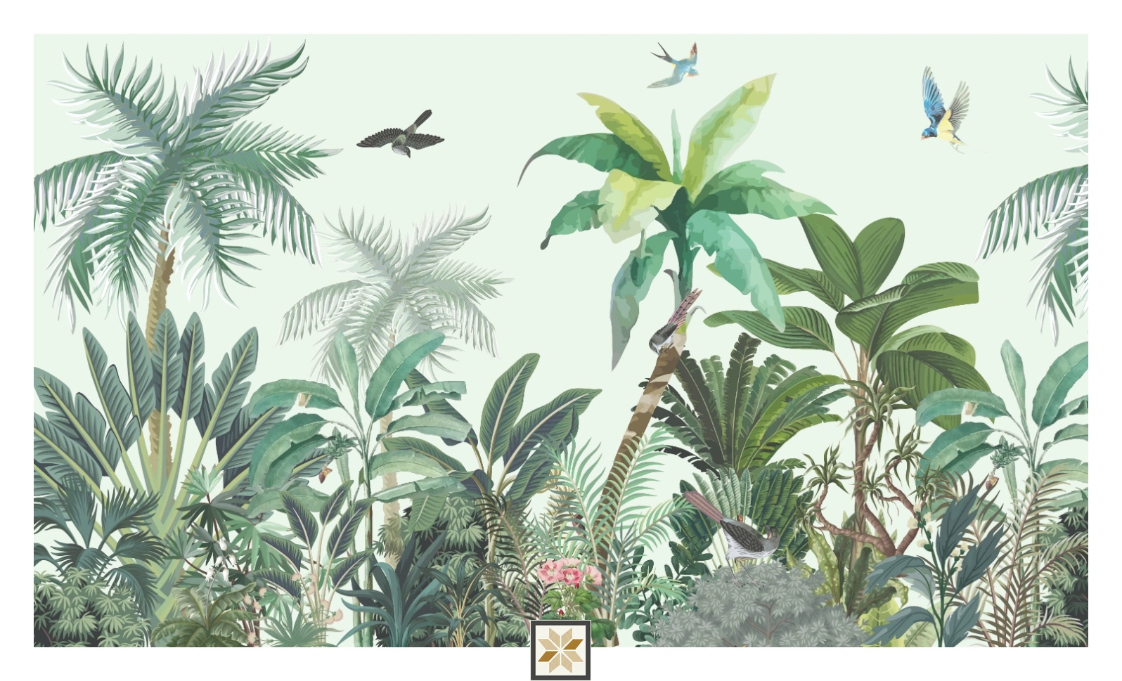 Green Tropical Canvas Artistic Charm Wallpaper ( inches width) : WP-26850-B