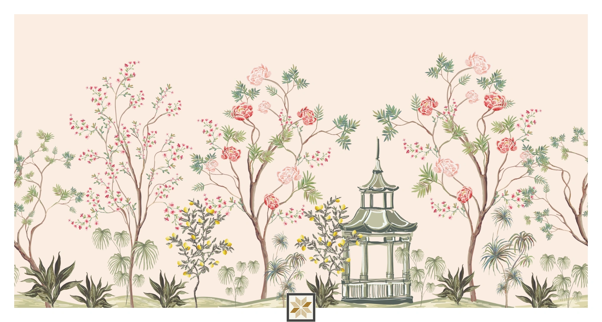 Beige Chinoiserie Non Woven Artistic Charm Wallpaper ( inches width) : WP-26792-C