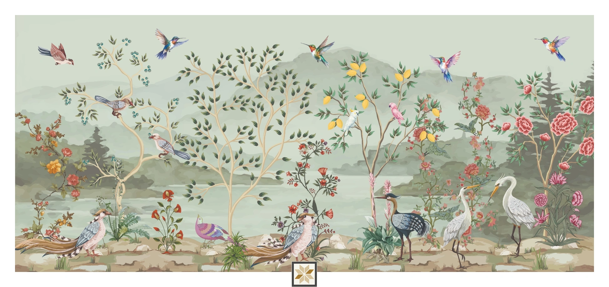 Blue Tropical Non Woven Artistic Charm Wallpaper ( inches width) : WP-26793-C