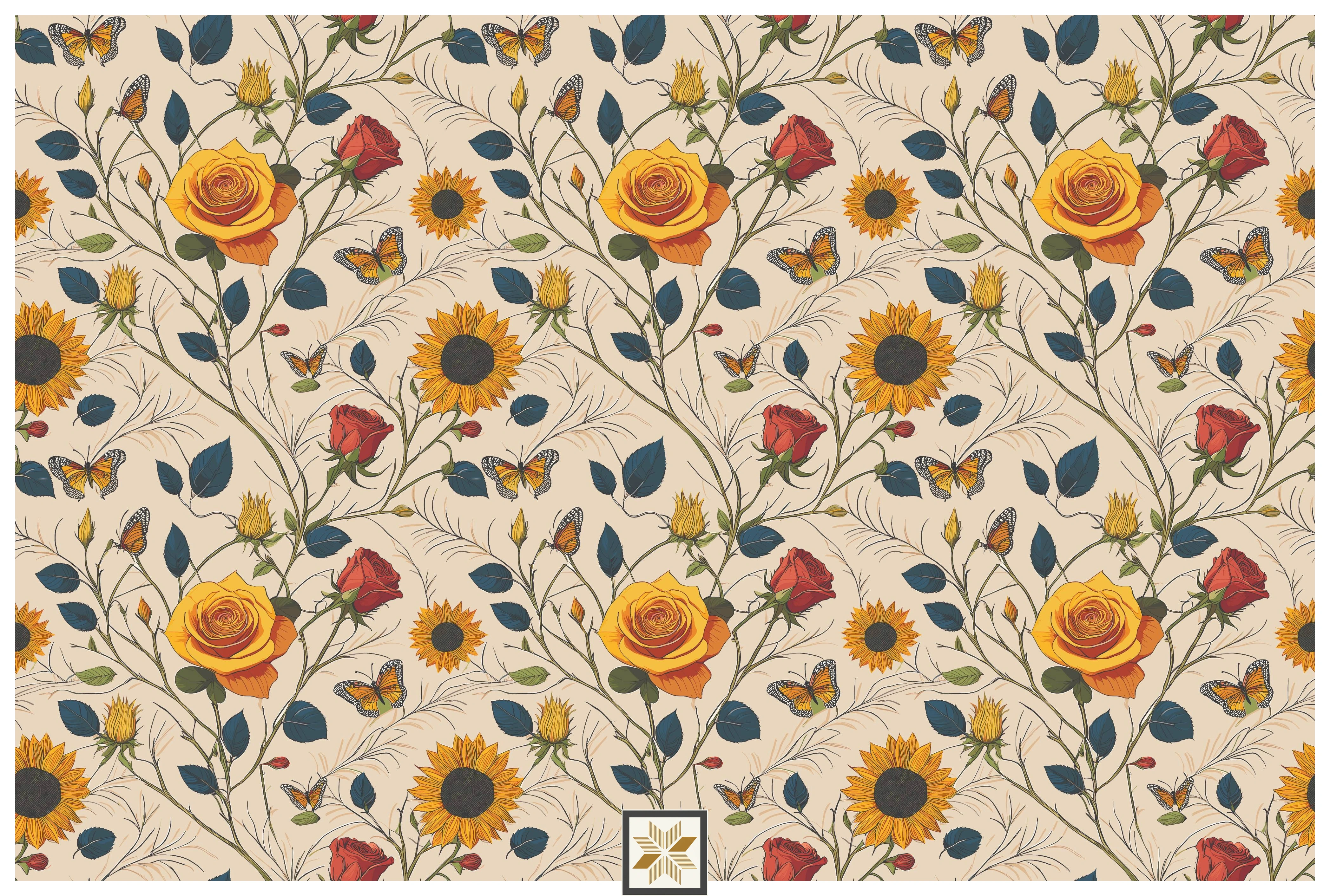 Beige Flower Canvas Artistic Charm Wallpaper ( inches width) : WP-26861-B