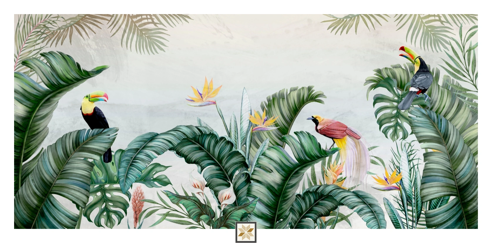 Green Tropical Non Woven Nature Art Wallpaper ( inches width) : WP-26818-C