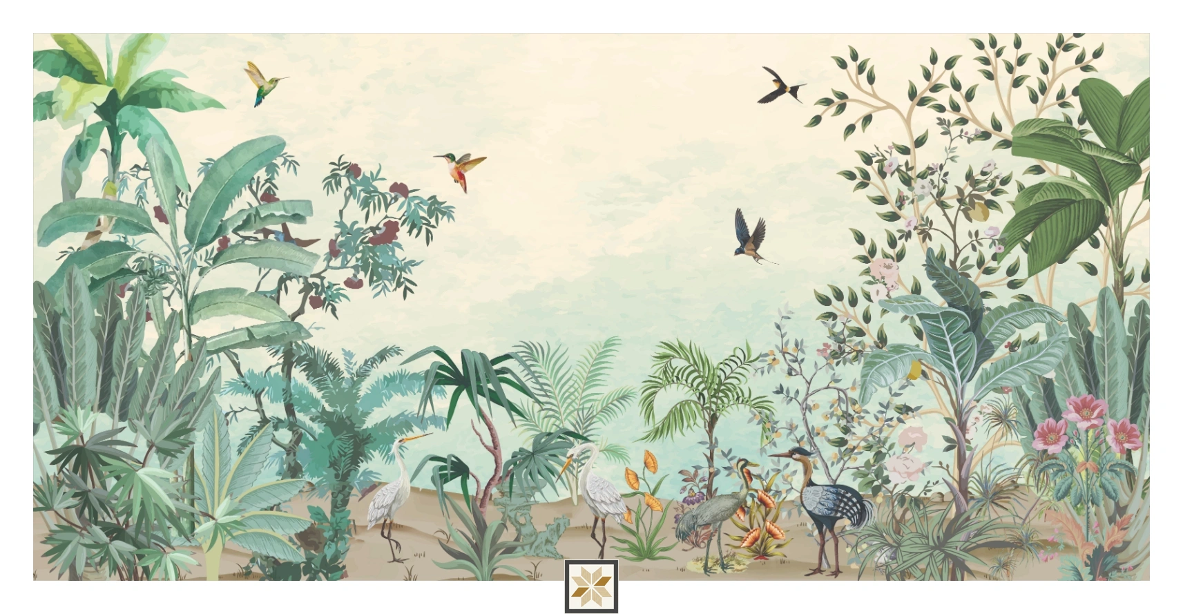 Green Tropical Non Woven Nature Art Wallpaper ( inches width) : WP-26857-C