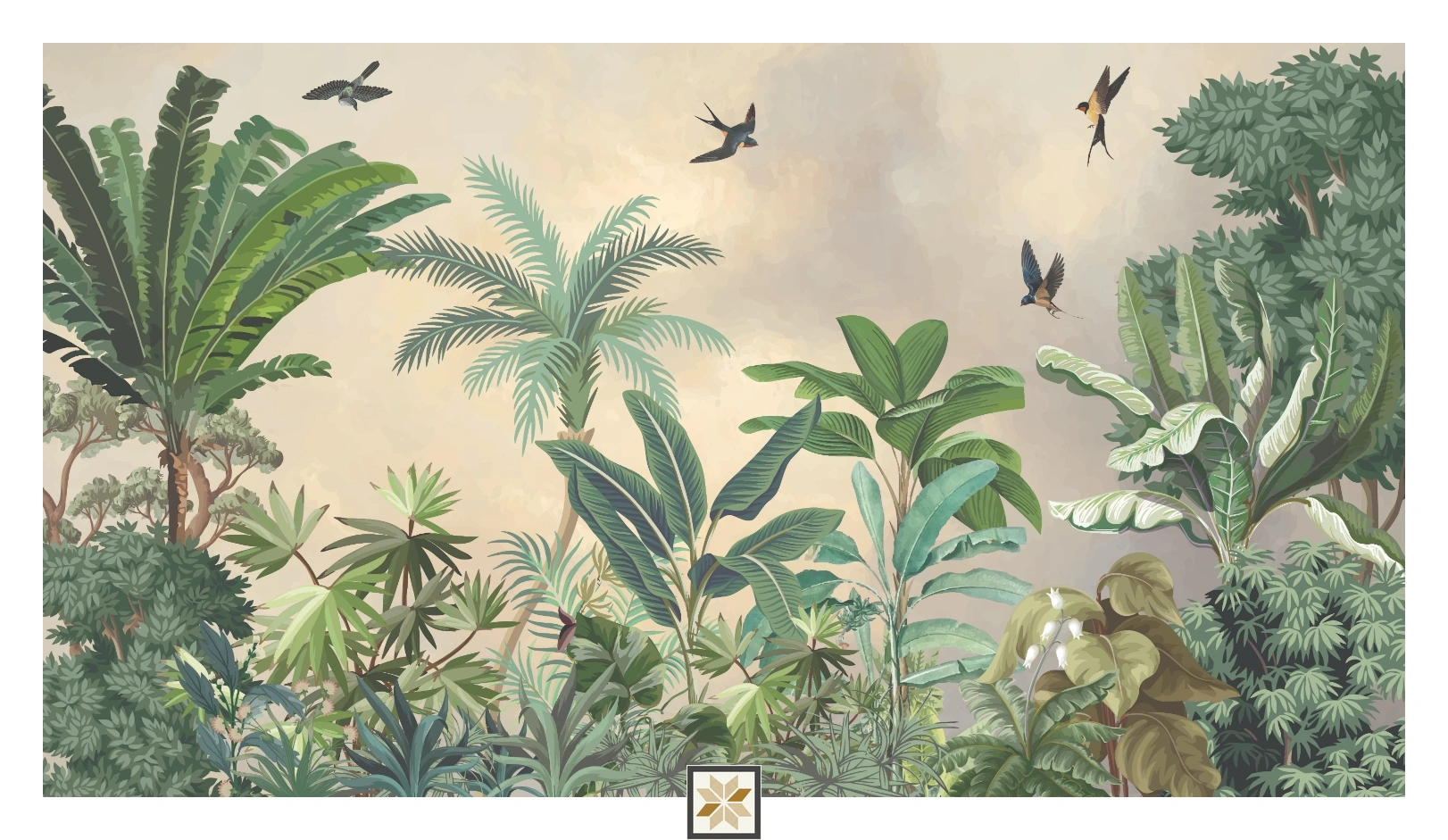 Green Tropical Canvas Artistic Charm Wallpaper ( inches width) : WP-26827-B