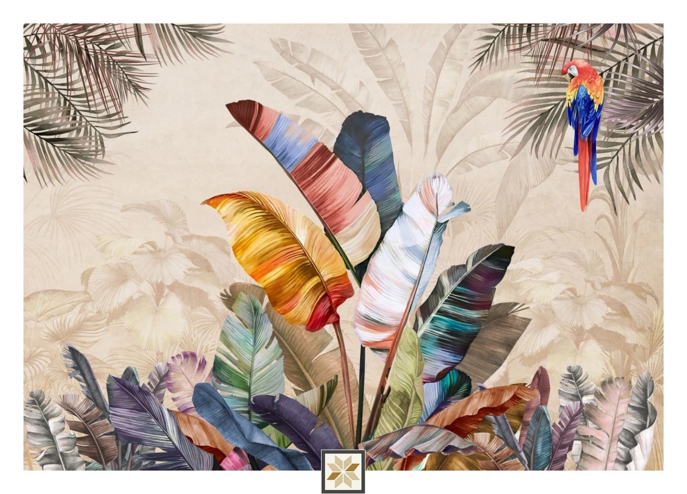 Beige Tropical Non Woven Nature Art Wallpaper ( inches width) : WP-26828-C