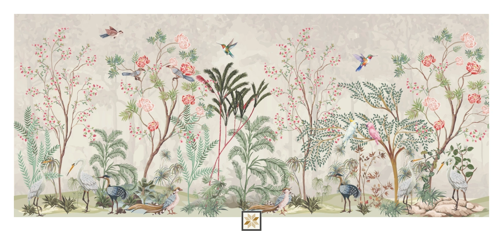 Grey Chinoiserie Canvas Artistic Charm Wallpaper ( inches width) : WP-26829-B