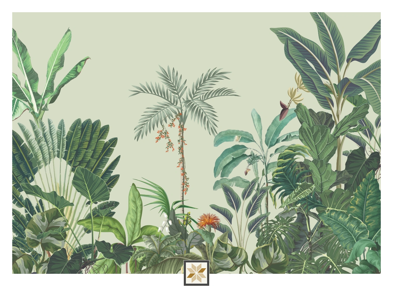 Green Tropical Canvas Artistic Charm Wallpaper ( inches width) : WP-26860-B