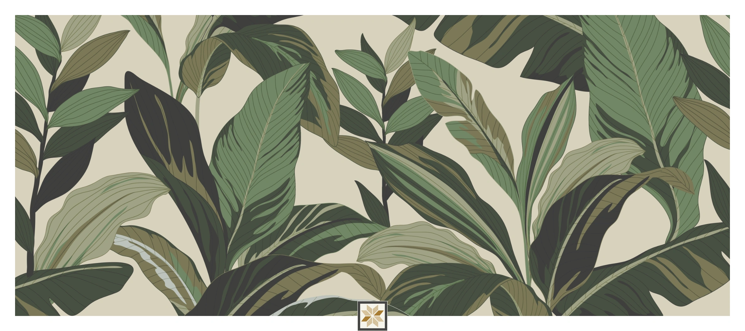 Green Tropical Canvas Leafy Hues Botanical Wall Art Wallpaper ( inches width) : WP-26847-B