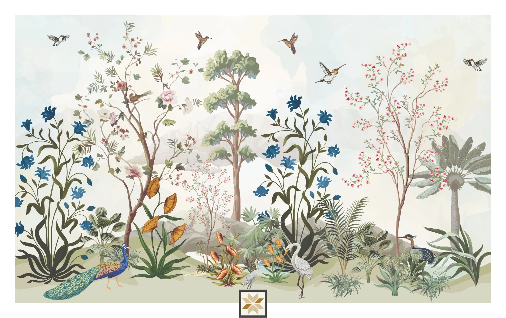 Green Chinoiserie Non Woven Artistic Charm Wallpaper ( inches width) : WP-26867-C