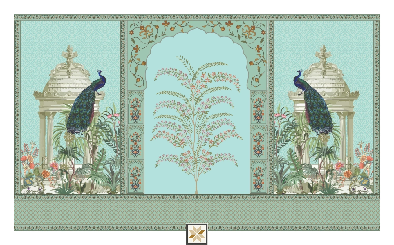 Blue Tropical Non Woven Artistic Charm Wallpaper ( inches width) : WP-26868-C