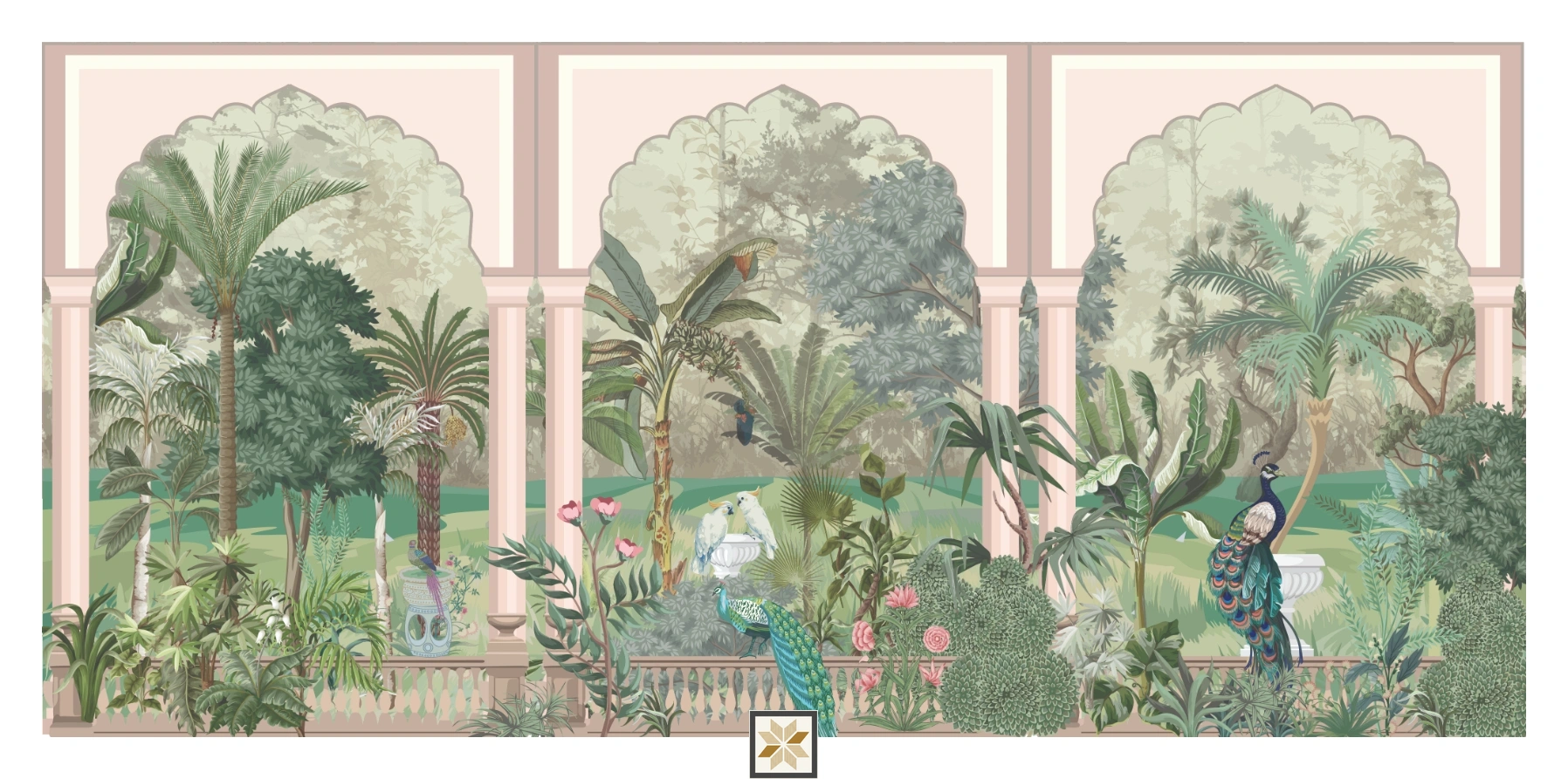 Green Tropical Canvas Artistic Charm Wallpaper ( inches width) : WP-26874-B