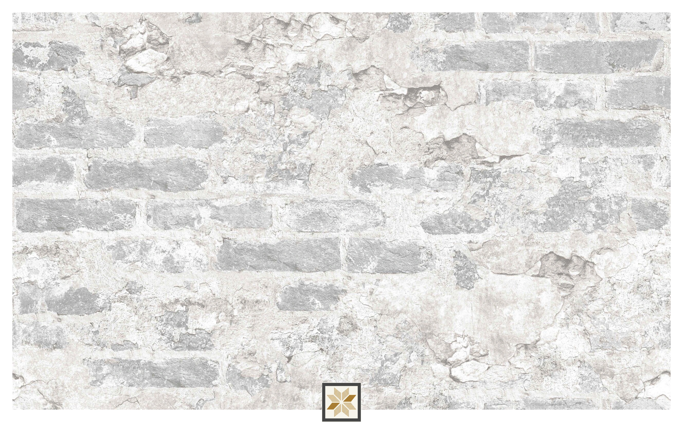 White Brickwork Wallpaper (1066.8 inches width) : WP-27117-D