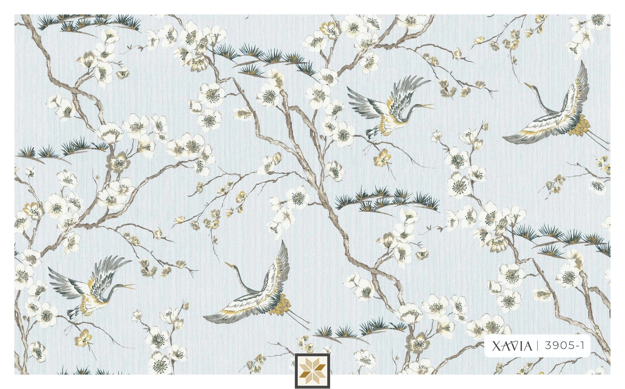 Blue Flower Wallpaper (1066.8 inches width) : WP-28149-C