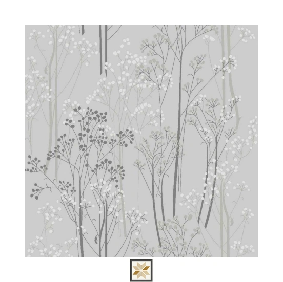 Grey Flower Wallpaper (533.4 inches width) : WP-34997-H