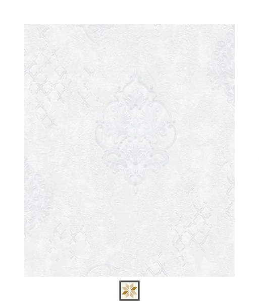 White Royal PVC(Vinyl) Wallpaper (533.4 inches width) : WP-29184-F