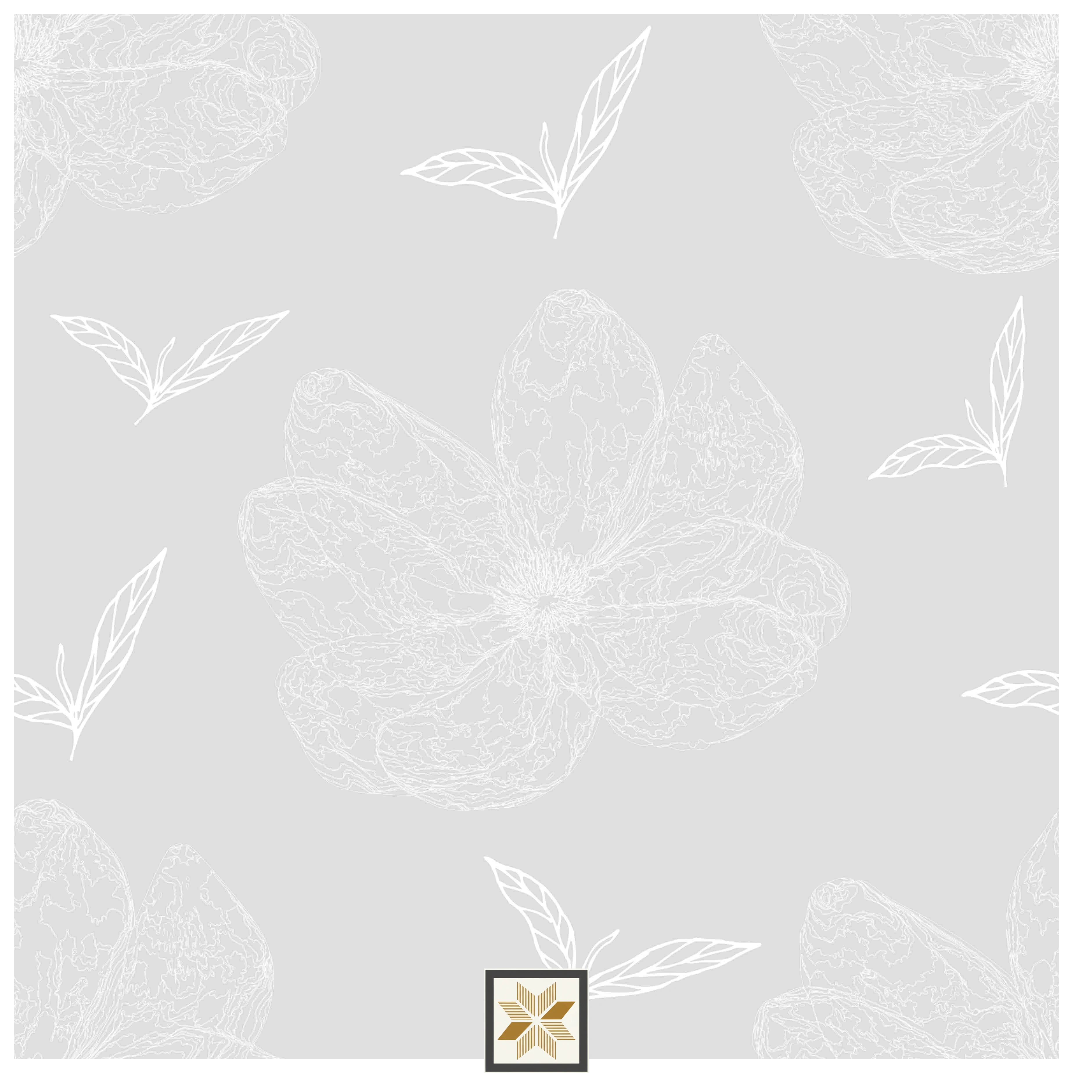 Grey Flower Subtle Wallpaper (52 inches width) : WP-29888-C