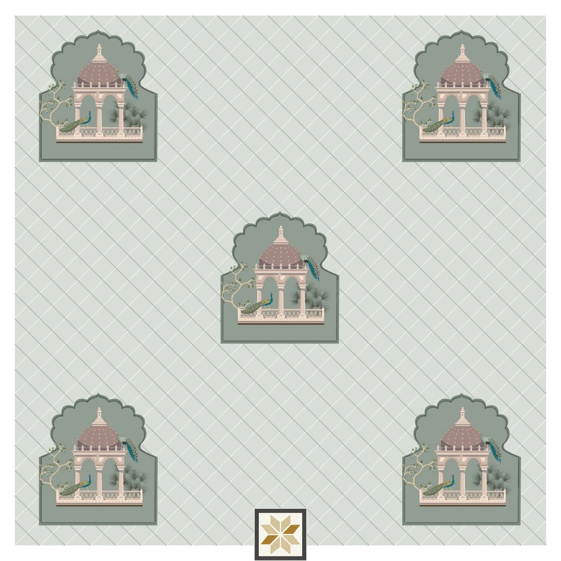 Multi Colour Wildlife Pichwai Wallpaper (50 inches width) : WP-32785-D