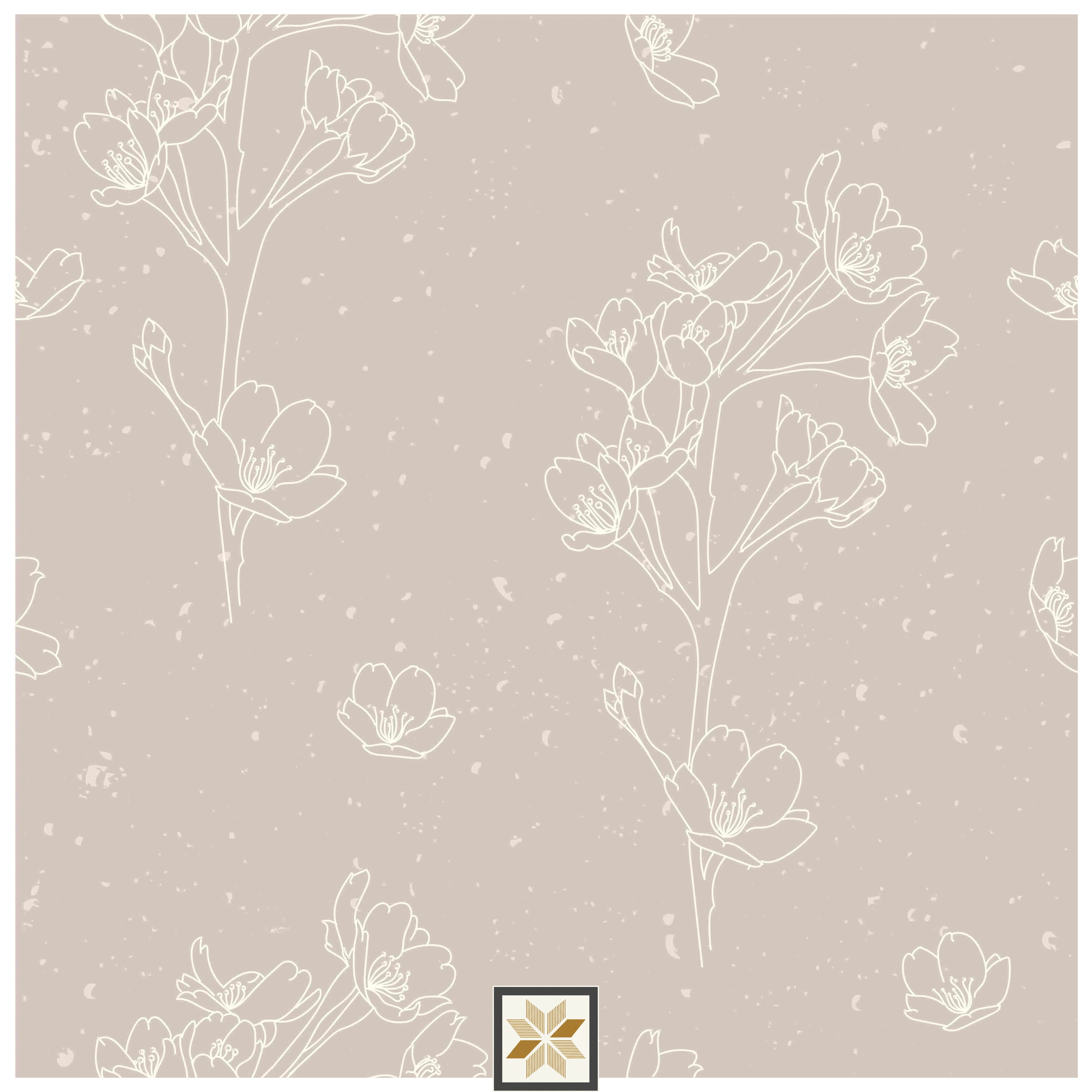 Cream Flower Subtle Wallpaper (52 inches width) : WP-29716-C