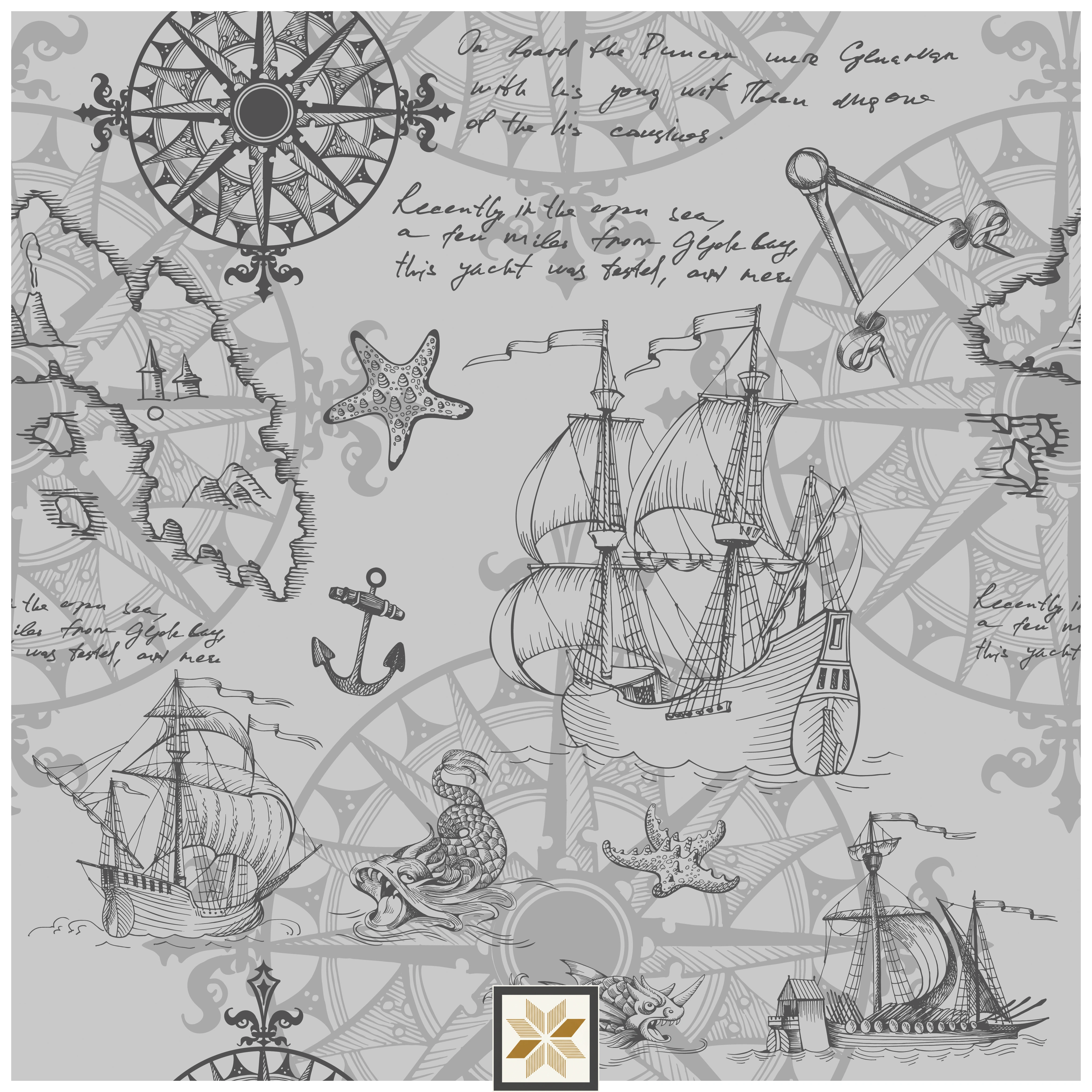 Grey Map Wallpaper (40 inches width) : WP-31696-E