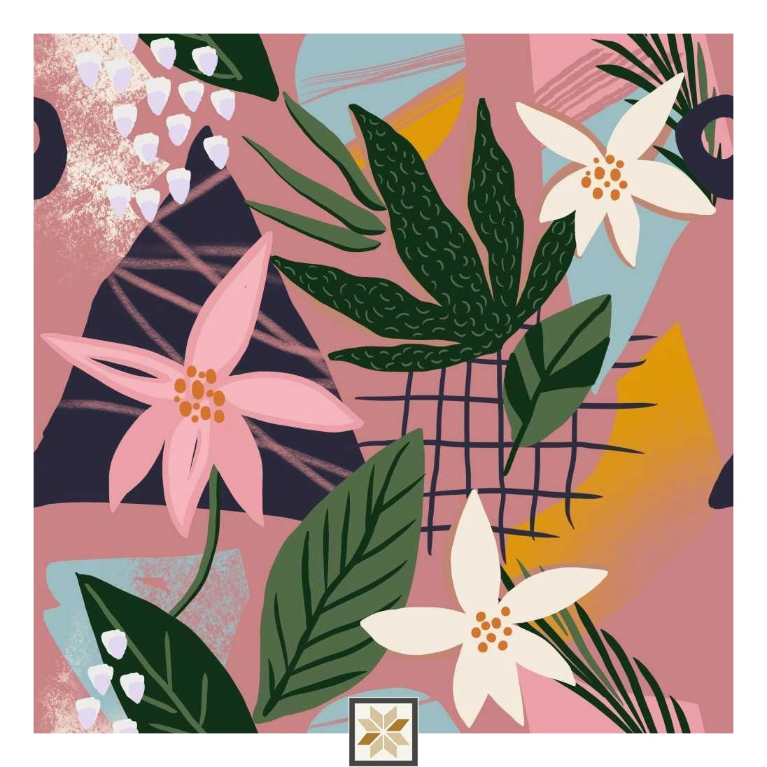 Multi Colour Flower Wallpaper (40 inches width) : WP-31973-B