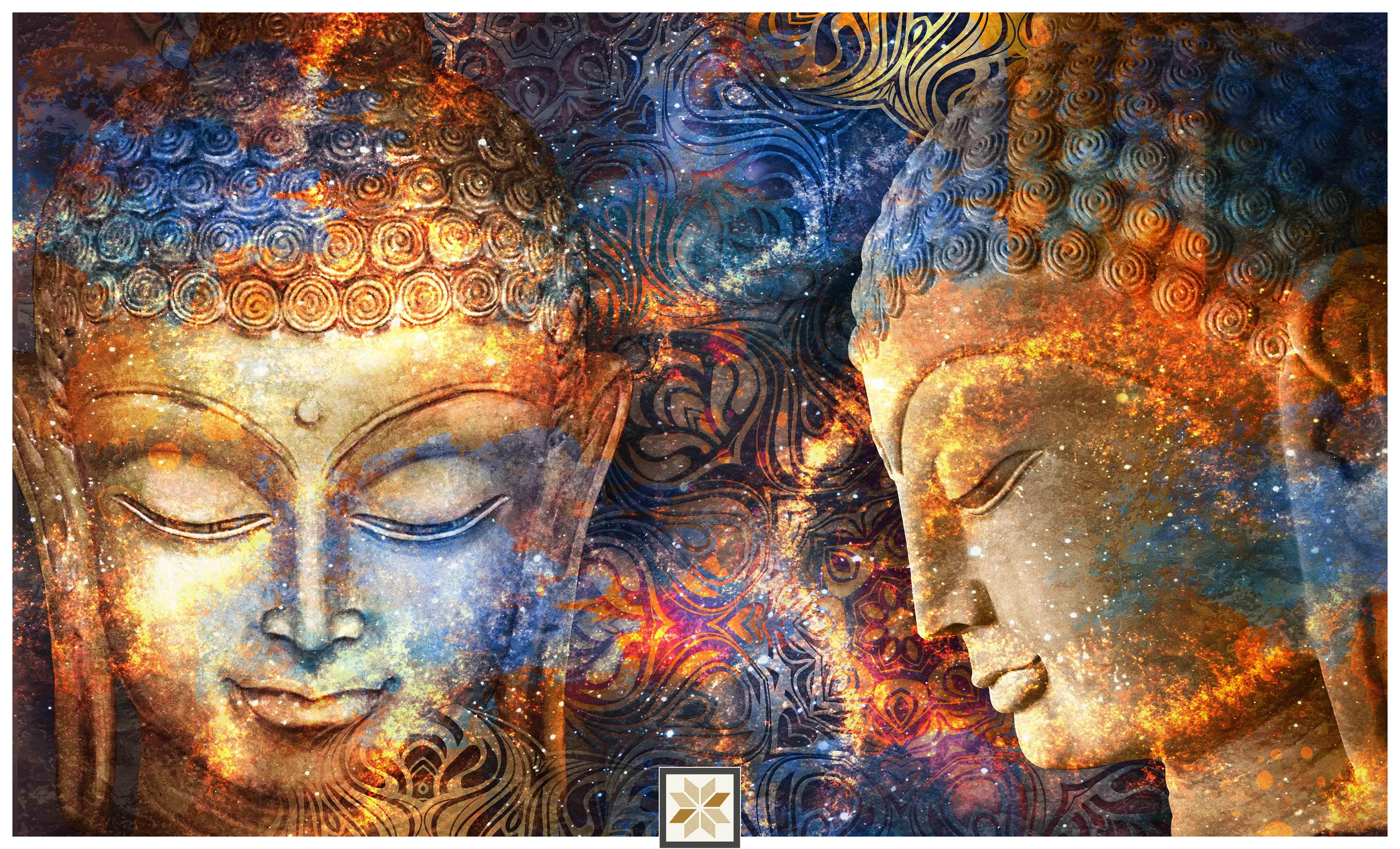 Multi Colour Abstract Bhuddha Wallpaper (40 inches width) : WP-33259-E