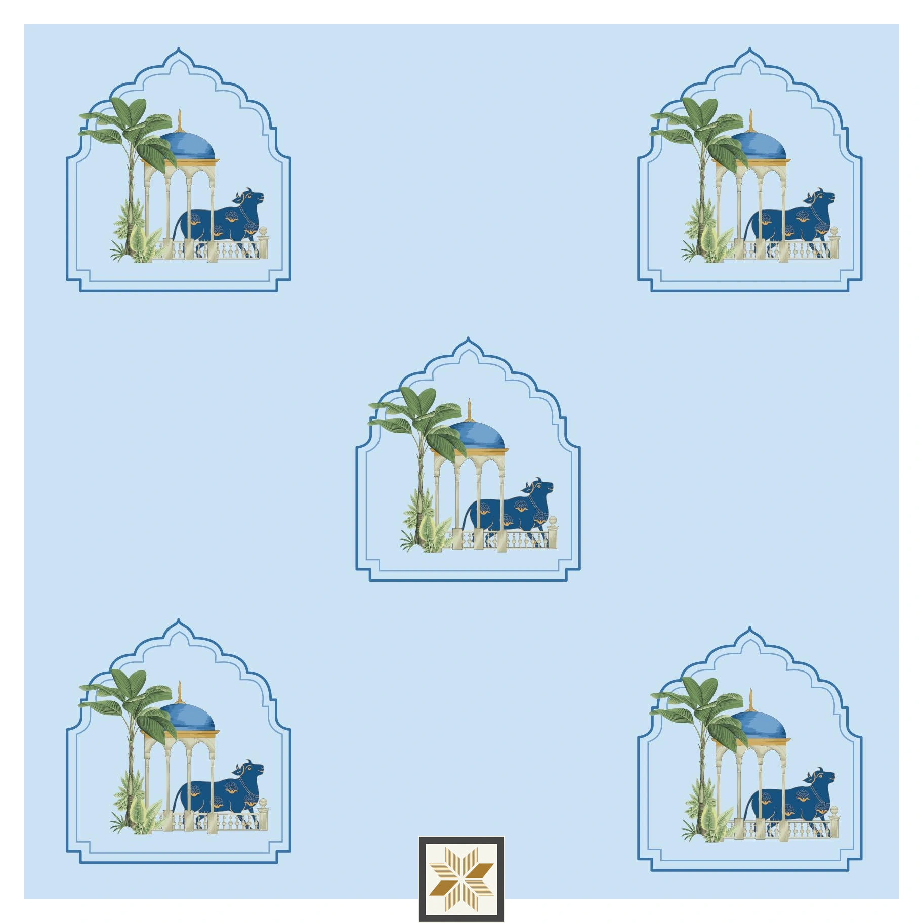 Multi Colour Wildlife Pichwai Wallpaper (52 inches width) : WP-30026-C