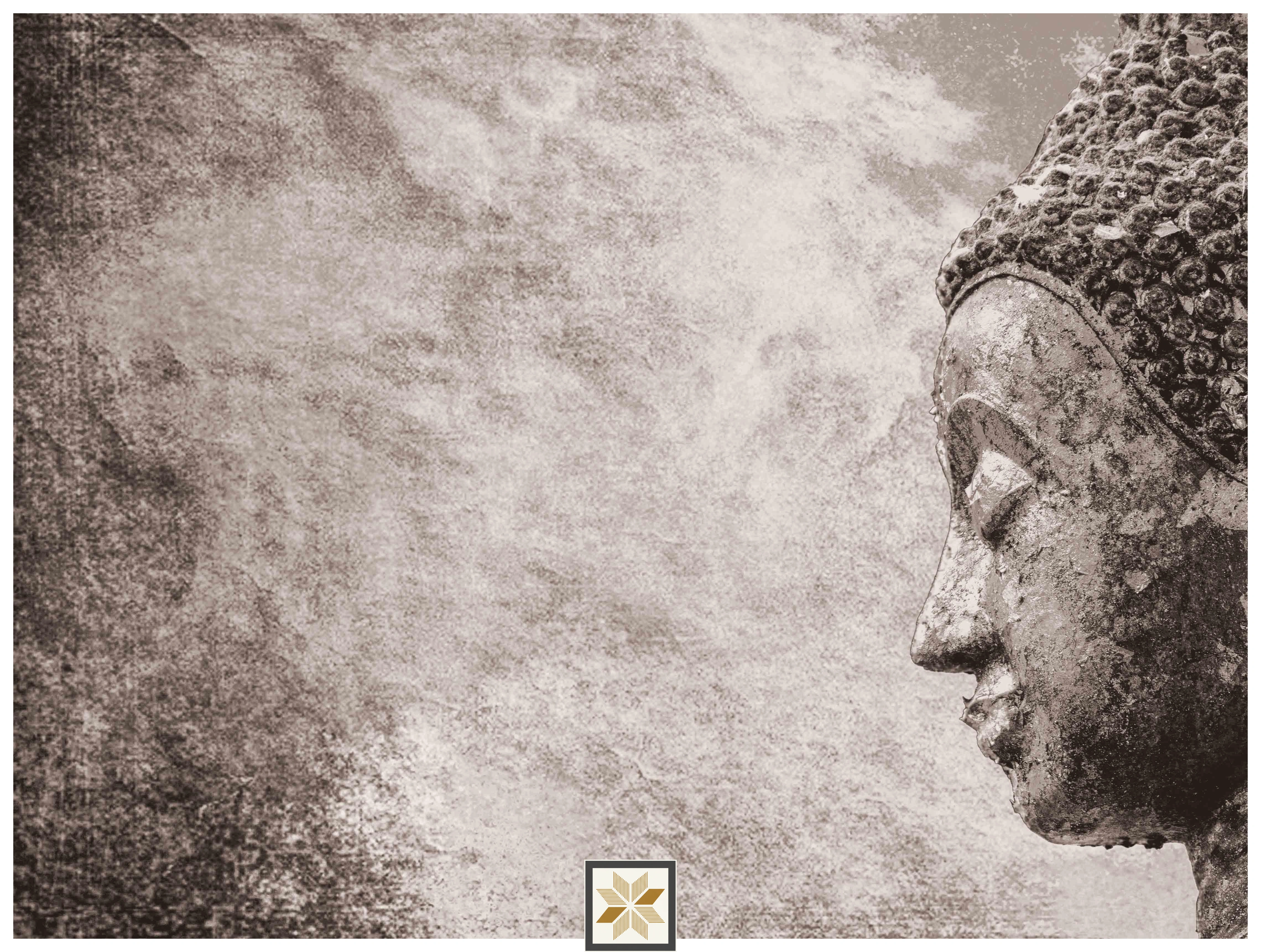 Beige Abstract Bhuddha Wallpaper (40 inches width) : WP-33017-E