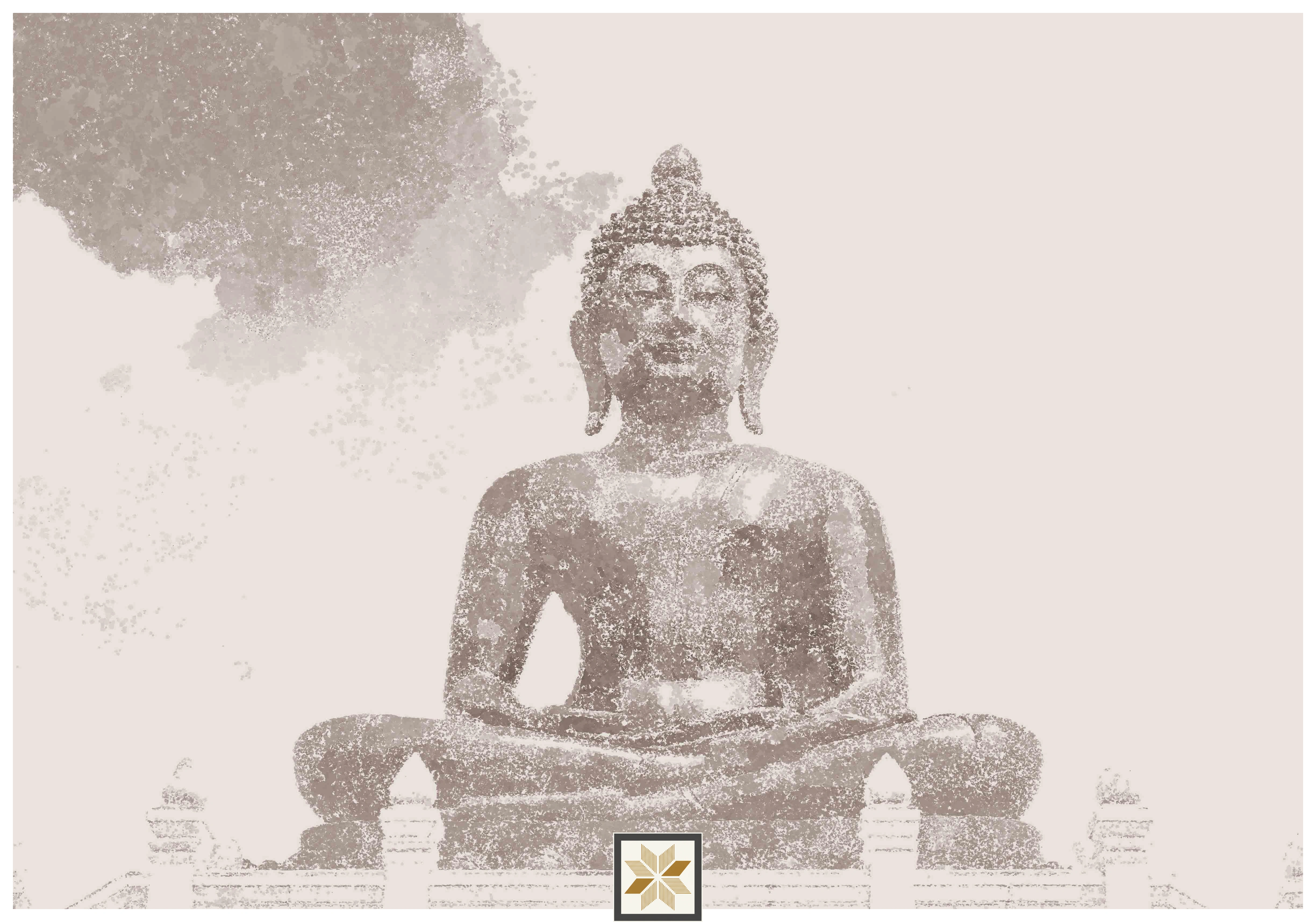 Beige Abstract Bhuddha Wallpaper (40 inches width) : WP-30949-E