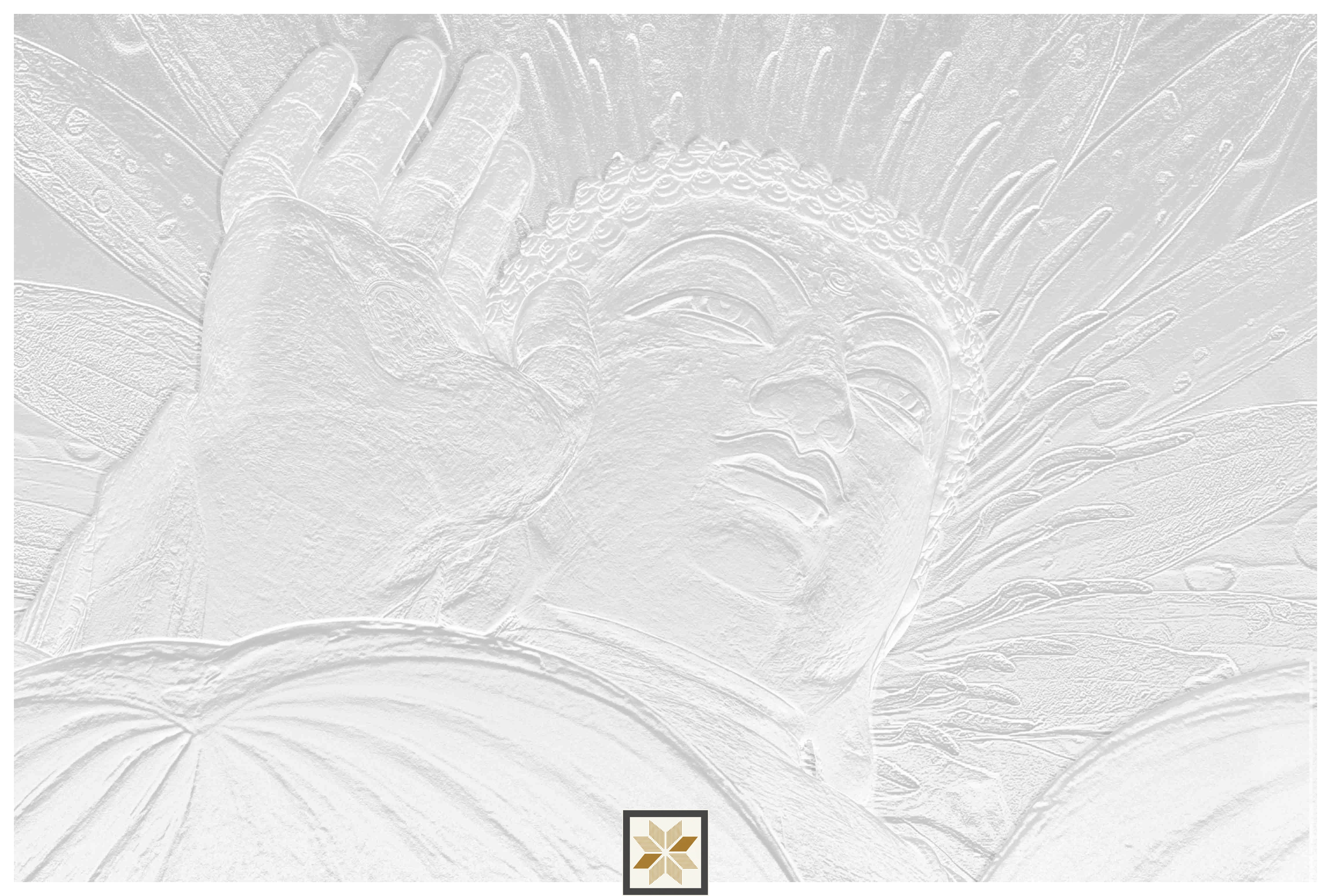 White Abstract Bhuddha Wallpaper (50 inches width) : WP-31689-D