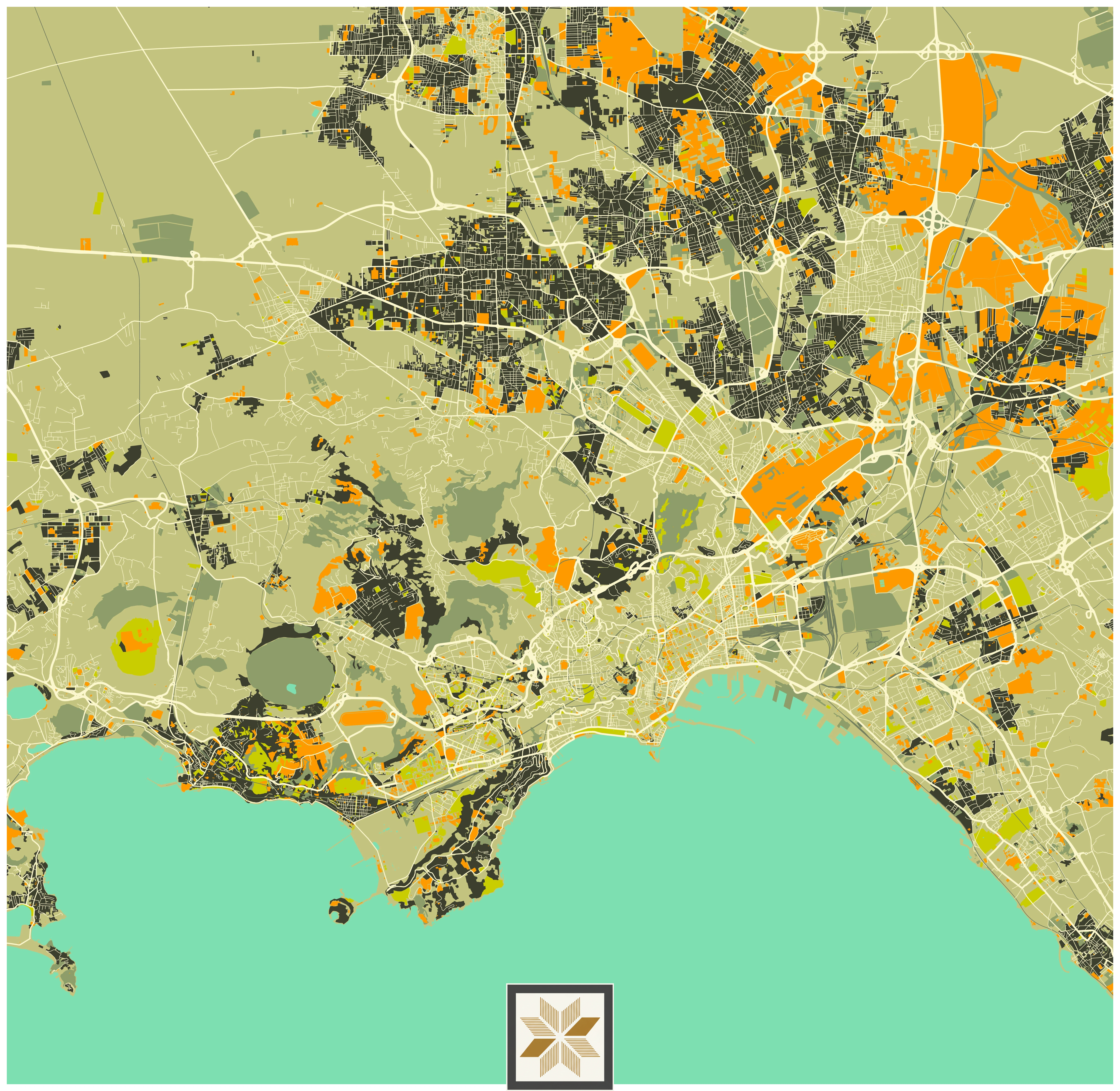 Brown Map Wallpaper (50 inches width) : WP-32932-D